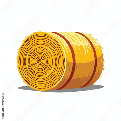 Close up of a Golden Rolled Hay Bale in a Field