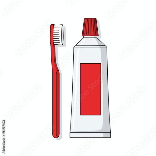 Toothbrush and Toothpaste Icon for Dental Care and Oral Hygiene Products