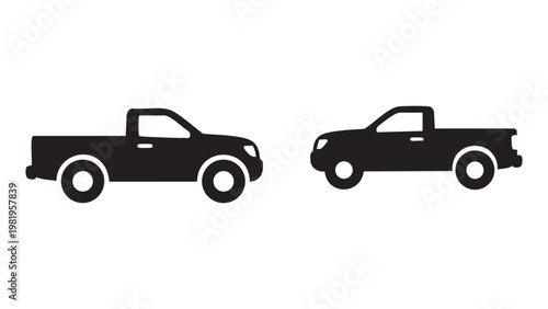 Two pickup truck silhouettes side by side on a white background