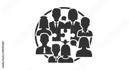 Diverse business people puzzle team.