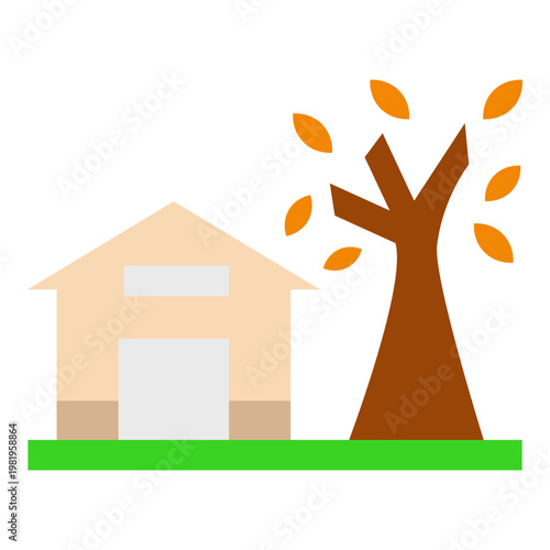 House and Tree Icon Illustration