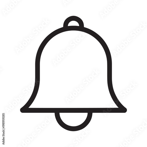 A simple black line drawing of a bell