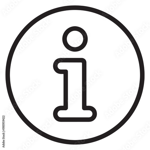 A black and white icon of a lowercase i in a circle