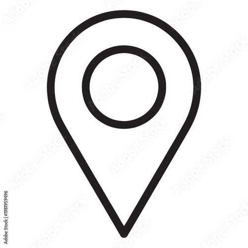 A black and white image of a location pin