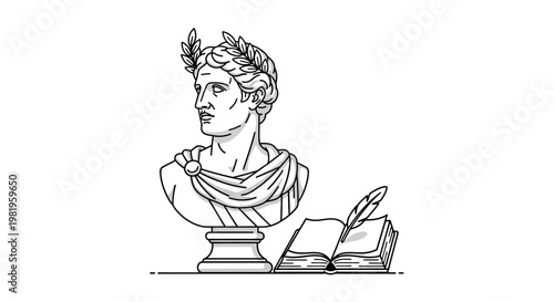 Ancient Greek Philosopher Bust Statue.