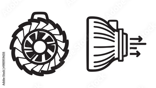 Turbocharger turbine wheel and compressor wheel