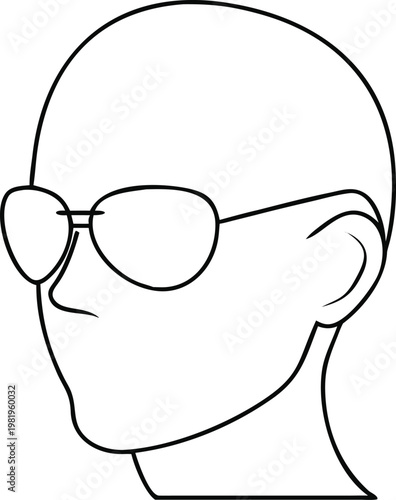 Bald man wearing sunglasses from the side view