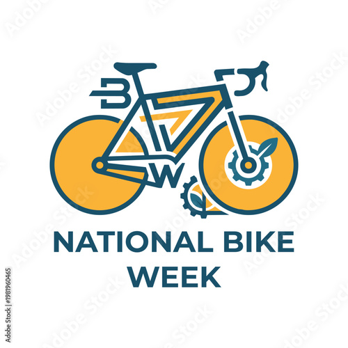 Minimalist National Bike Week Vector Logo Illustration