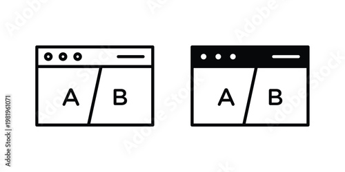 A B test icon editable vector pack. Black flat and line symbols