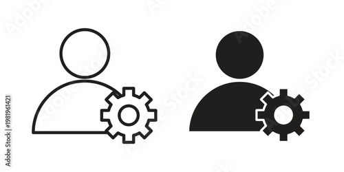 Account settings icon editable vector pack. Black flat and line symbols