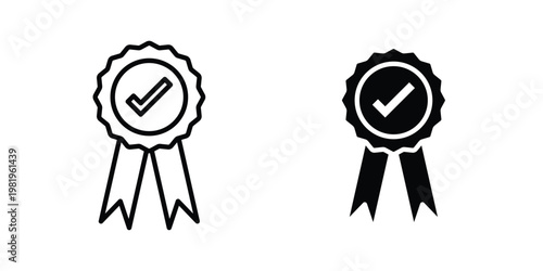 Accreditation icon editable vector pack. Black flat and line symbols