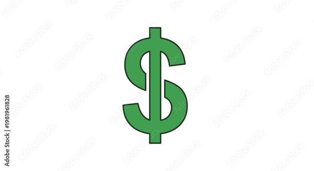 Obraz premium Green dollar symbol isolated on white background for financial concepts