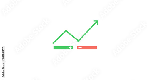 Green upward trend graph representing positive growth on white background