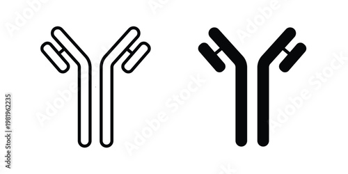 Antibody icon editable vector pack. Black flat and line symbols
