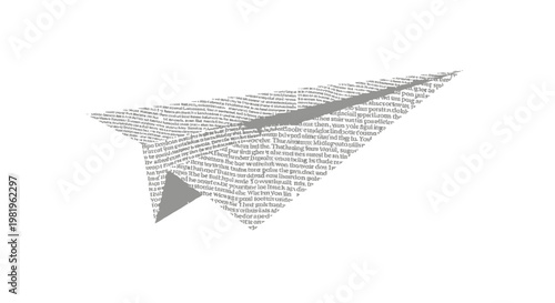 Grey paper airplane in flight.