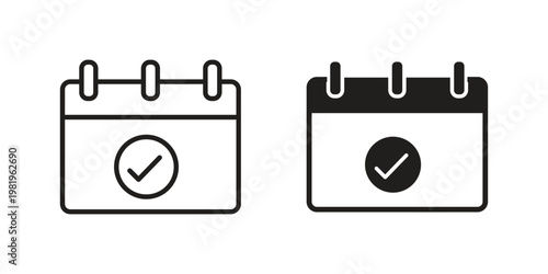 Appointment icon editable vector pack. Black flat and line symbols