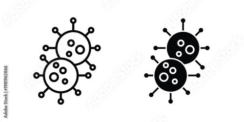Bacteria icon editable vector pack. Black flat and line symbols