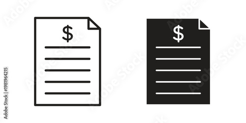 Bank statement icon editable vector pack. Black flat and line symbols