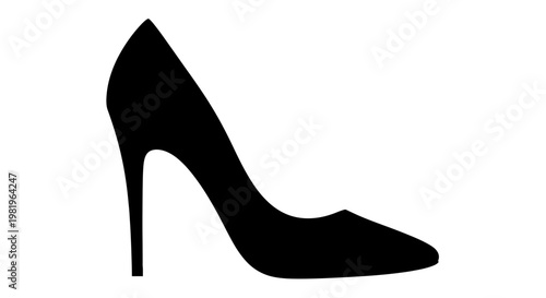 Elegant Black High Heel Shoe Silhouette, Classic Fashion Footwear