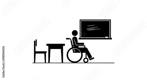 Person in a wheelchair at desk.