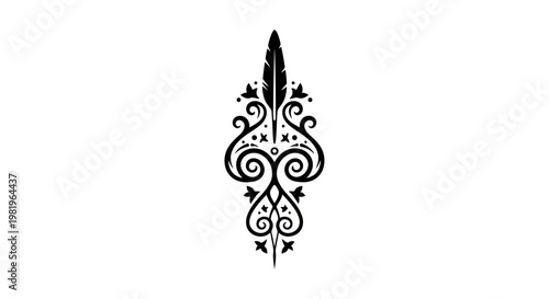 Black decorative floral design element.