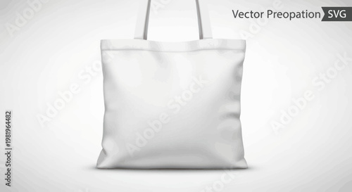 Blank white tote bag mockup, reusable shopping bag, isolated on white background, copy space for design