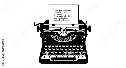 Vintage Typewriter with Paper Inserted.