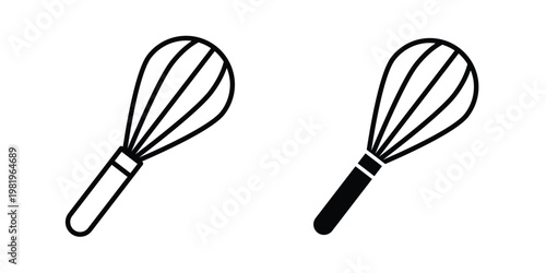 Beater icon editable vector pack. Black flat and line symbols