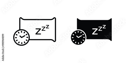 Bedtime icon editable vector pack. Black flat and line symbols