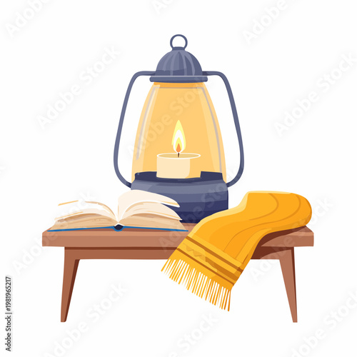 Wohnzimmer mit Duftlampe und Buch