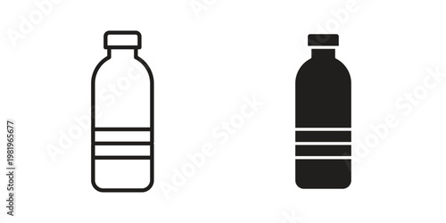 Bottle icon editable vector pack. Black flat and line symbols