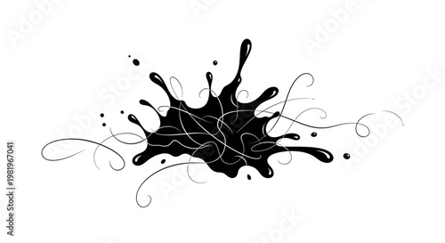 Black Liquid Paint Splash Droplet.