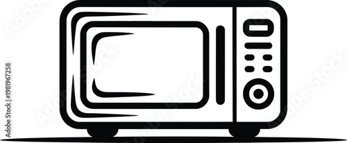 Simple microwave oven icon showing domestic appliance used for reheating food and quick meal preparation tasks