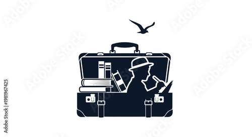 Vintage Suitcase With Travel Accessories.