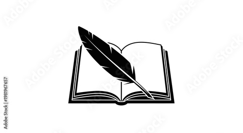 Book with feather quill pen.