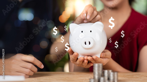 Quadro su tela Saving money concept highlighting financial planning, personal finance growth, and wealth management