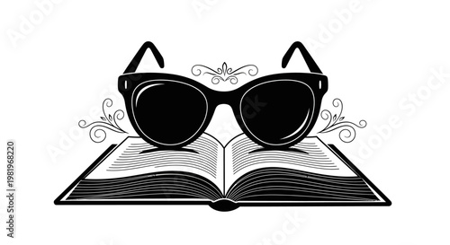 Sunglasses on an open book.