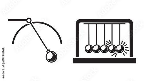 Simple pendulum and kinetic momentum pendulum illustration