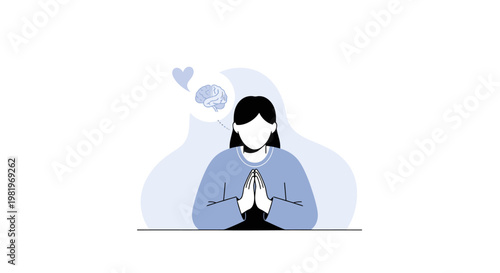 Woman Praying with Hands Together.