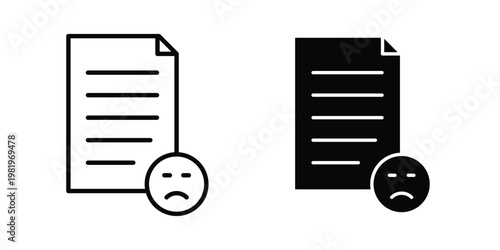 Complaint icon editable vector pack. Black flat and line symbols