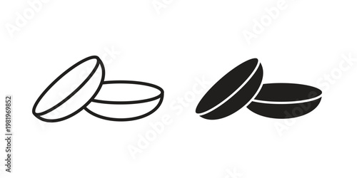 contact lenses icon editable vector pack. Black flat and line symbols