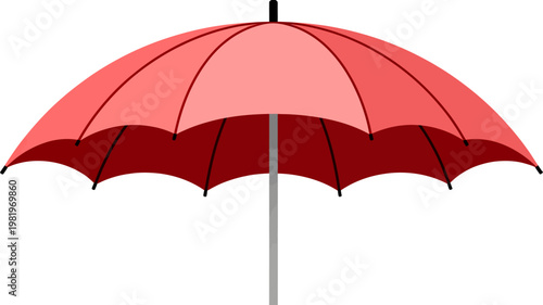 Red umbrella isolated on white background vector illustration of open rain umbrella protection accessory colorful shelter object for weather and season use