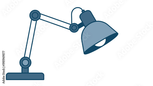 Isolated black desk table lamp on white background 3D illustration with lighting design and adjustable office spotlight fixture