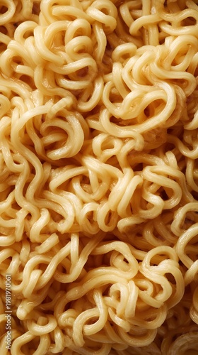Close Up Of Cooked Instant Ramen Noodles With Golden Sauce A Delicious Asian Cuisine Staple