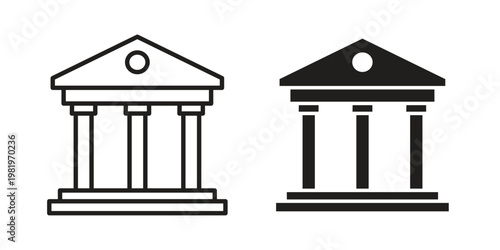 Court icon editable vector pack. Black flat and line symbols