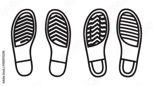 Collection of four distinct shoe sole tread patterns