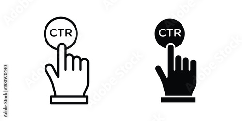 CTR icon editable vector pack. Black flat and line symbols