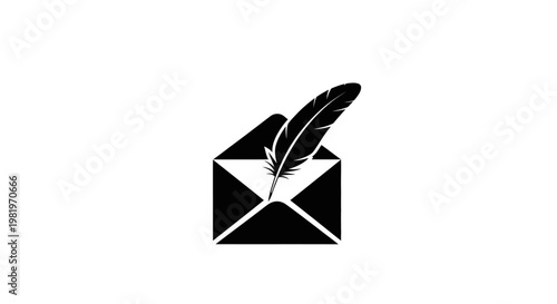 Black and white envelope with feather.