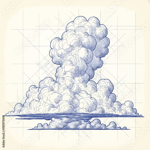 Detailed Sketch of a Large Cloud Formation for Creative and Scientific Use