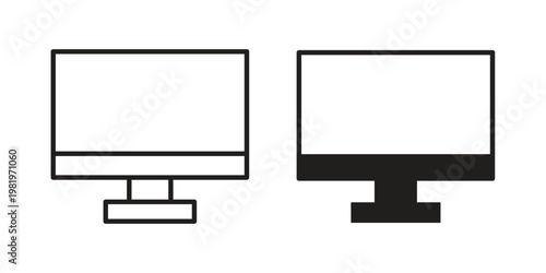 Desktop icon editable vector pack. Black flat and line symbols
